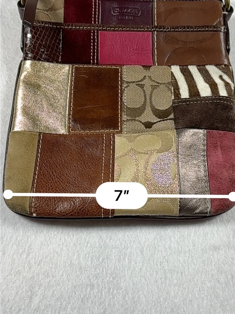 Coach Patchwork Crossbody Bag Leather Suede  Signature Style Y2K Purse